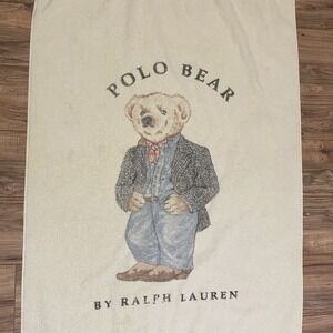 Vintage 90 Ralph Lauren Western Gentleman Polo Bear Beach Towel Bath Sheet 33x66